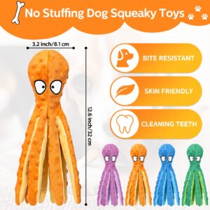 Vinsot 6 Pack Dog Squeaky Toys Octopus No Stuffing Crinkle Plush Dog Toys Durable Interactive Cute Chew Toys for Puppy (Colorful)