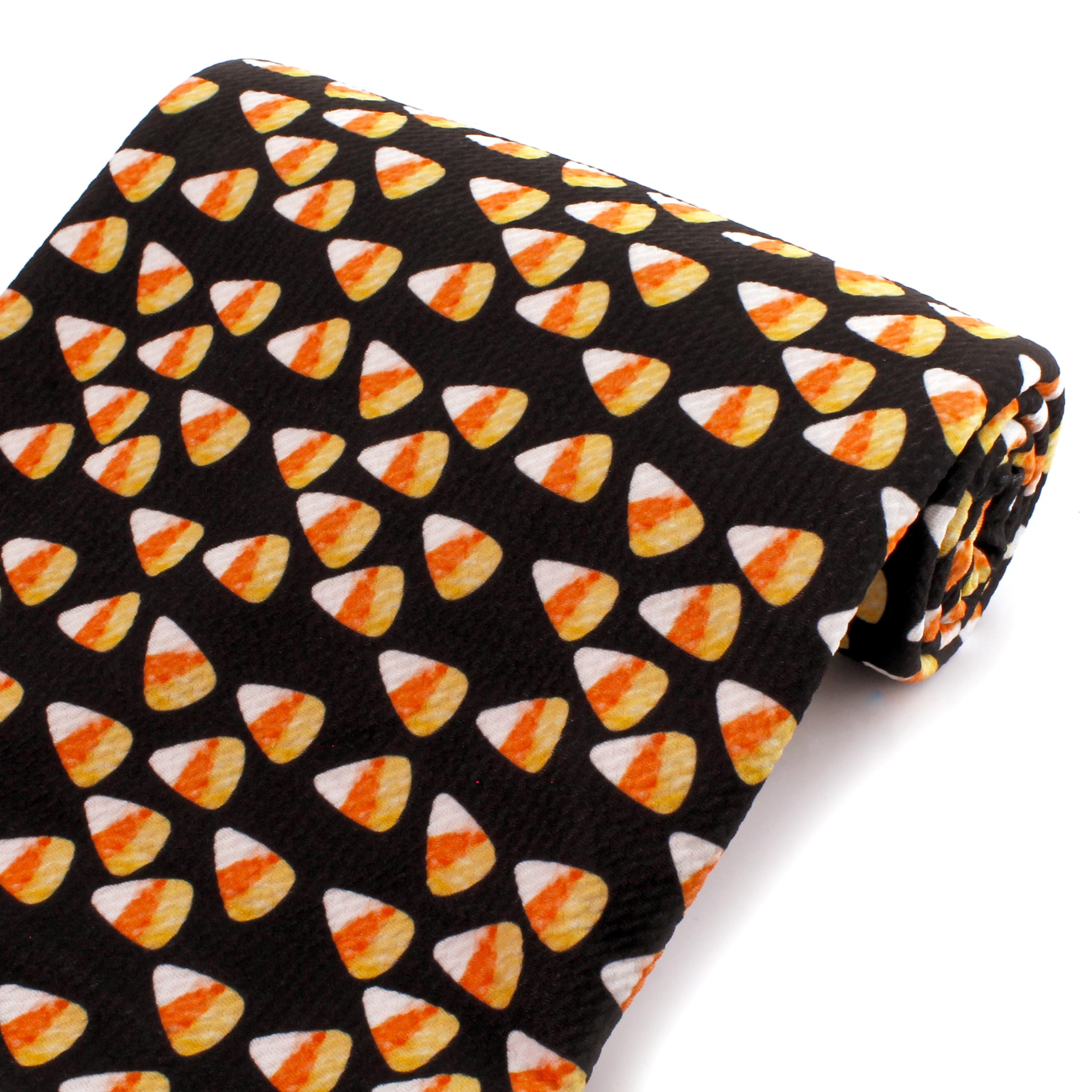 Halloween Candy Corn Printed Liverpool Bullet Fabric Textured Knit 4 Way Stretch - 6" Strip