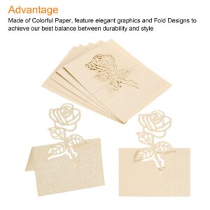 PATIKIL Table Name Place Cards, 50Pcs Favor Decor Rose Cut Design Blank Card for Wedding Party Seating Place Cards, Beige