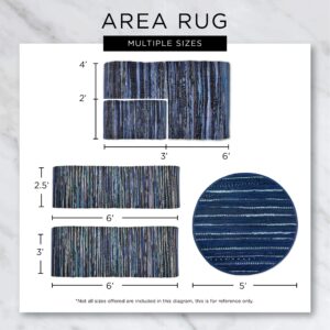 DII Textured Woven Rug Collection Hand-Loomed Shag Printed, 2x3 Ft, Scandinavian French Blue