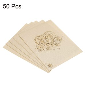 PATIKIL Table Name Place Cards, 50Pcs Favor Decor Hollow Heart Shape Cut Design Blank Card for Wedding Party Seating Place Cards, Beige