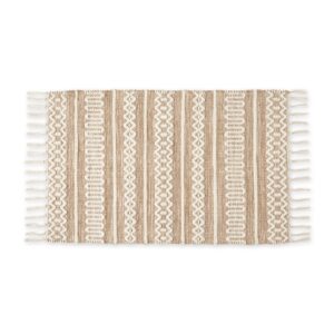 dii textured woven rug collection hand-loomed shag printed, 2x3 ft, chenille stripe stone