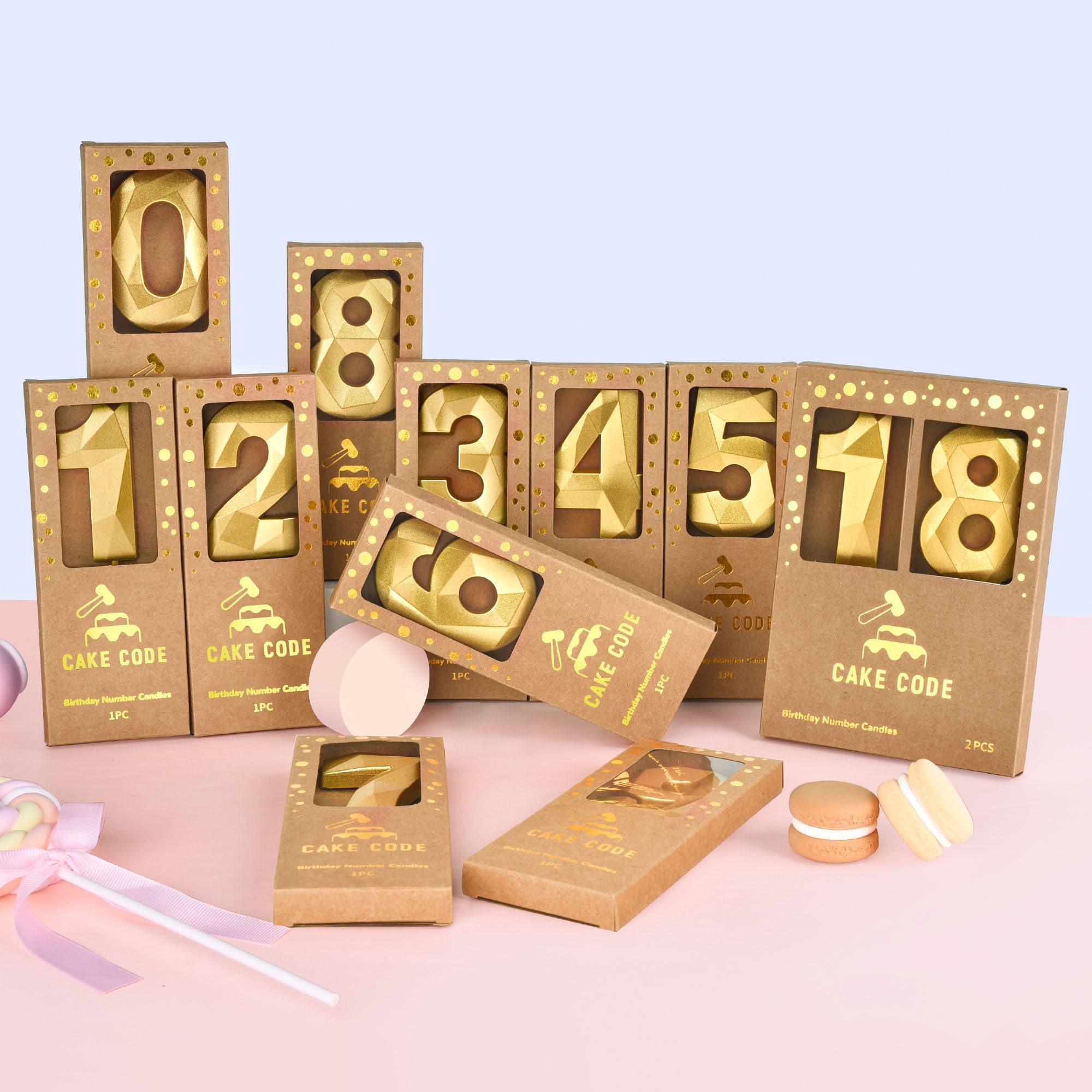 CAKE CODE 2.76 Inch Crystal Gold 1 Number Birthday Candles, Gold Number Candles, Cake Number Candles, Party Celebration