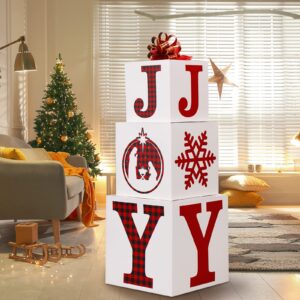 teling 4 pieces christmas nesting gift box christmas stackable box large joy christmas boxes for present xmas stacking gift box decorations for christmas wrapping party favor