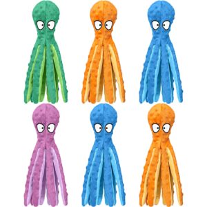 vinsot 6 pack dog squeaky toys octopus no stuffing crinkle plush dog toys durable interactive cute chew toys for puppy (colorful)