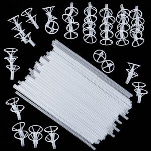 RUBFAC 50pcs Balloon Sticks with Cups, 16in Clear Bobo Balloon Holders Large and Long Balloon Stand for Large Balloons Birthday Graduation Wedding Party Decorations