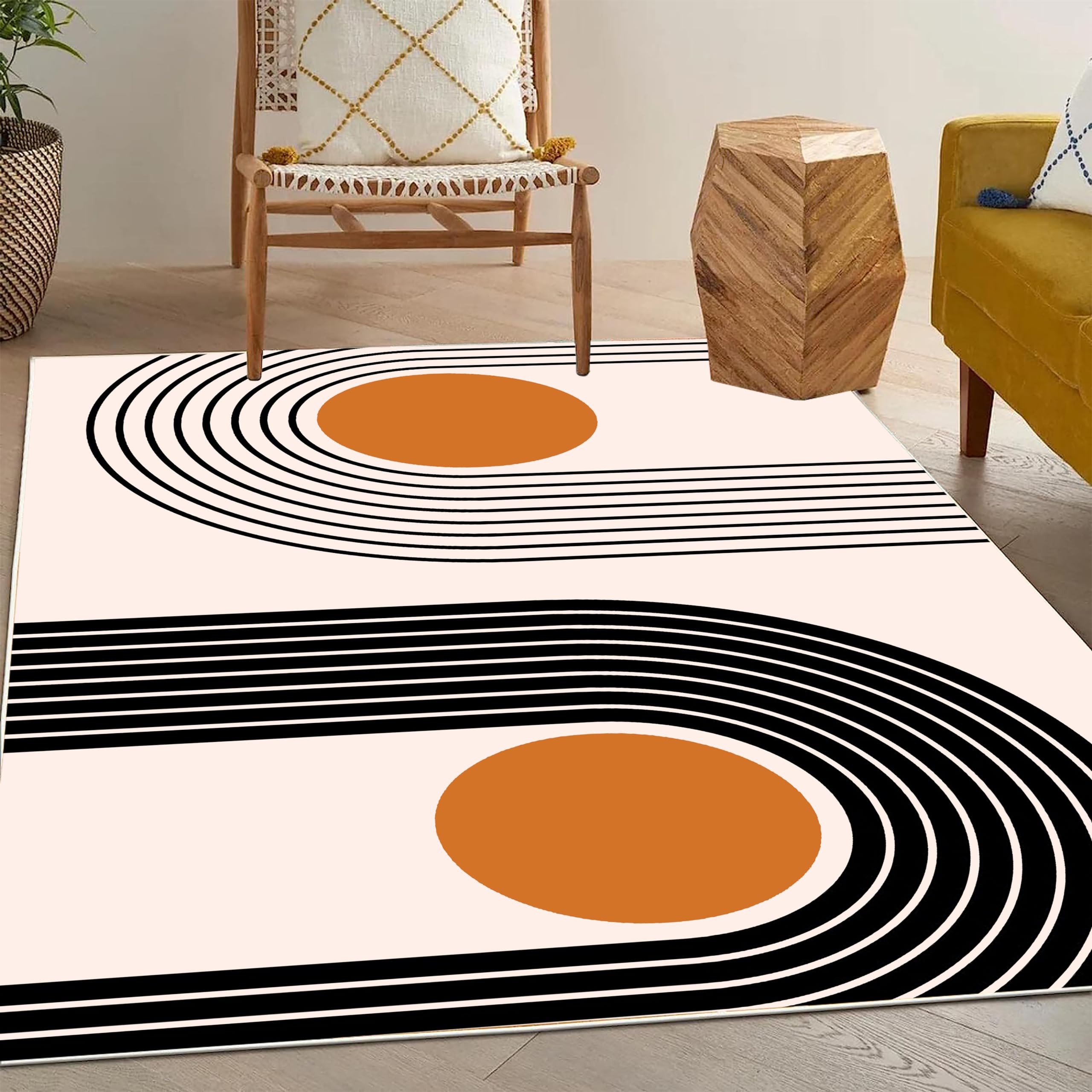 Large Area Rugs for Living Room Mid Century Modern Minimalist Art Non-Slip Floor Mat Carpets Bedroom Pad Home Decor 3x5ft