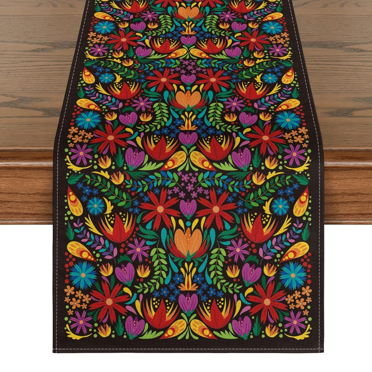 Artoid Mode Dia De Los Muertos Floral Fiesta Mexican Table Runner, Mexico Day of The Dead Kitchen Dining Table Decoration for Home Party Decor 13x72 Inch