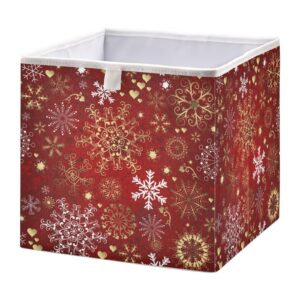 christmas red gold and white snowflakes closet organizers storage cubes storage bins shelf baskets containers for home room office,square