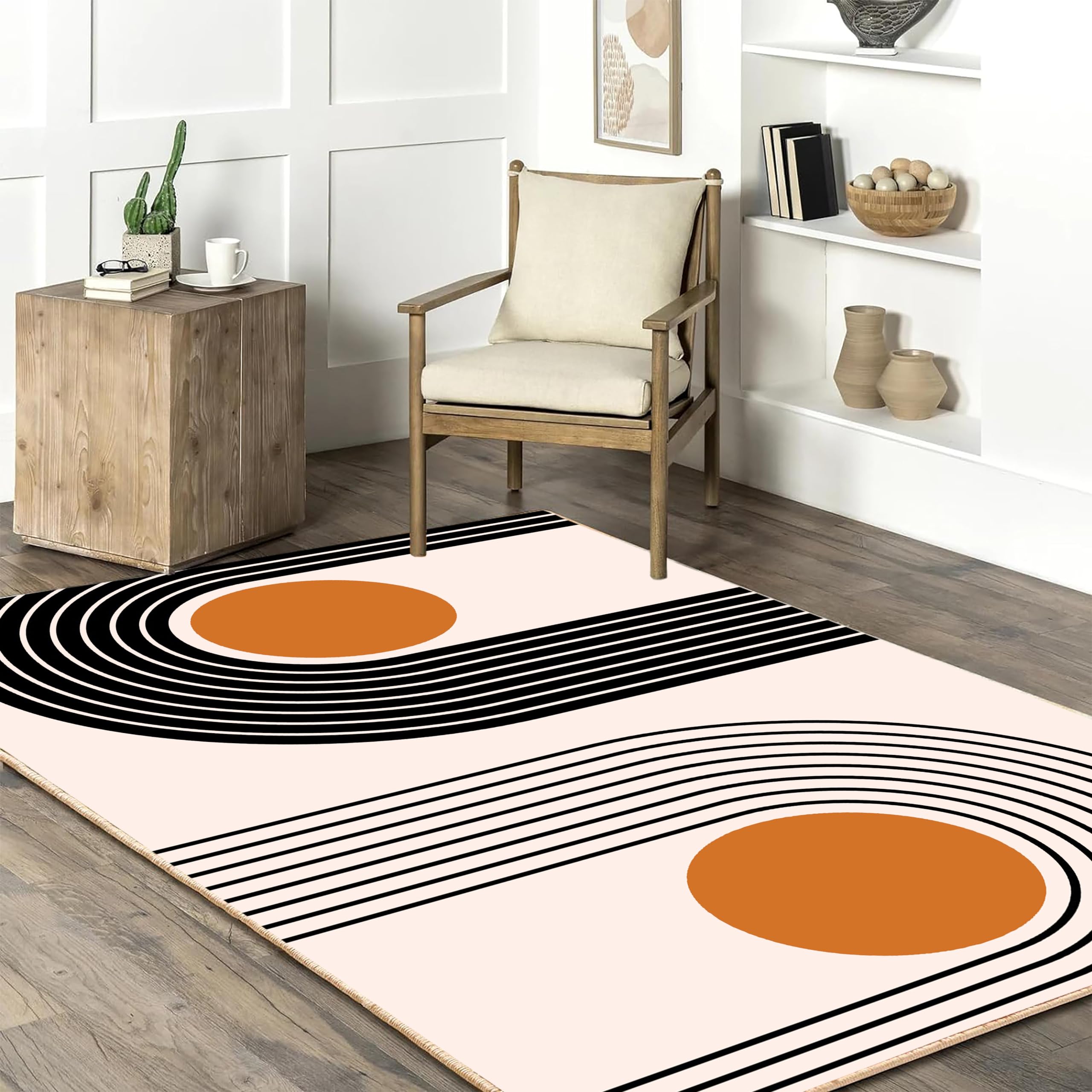 Large Area Rugs for Living Room Mid Century Modern Minimalist Art Non-Slip Floor Mat Carpets Bedroom Pad Home Decor 3x5ft