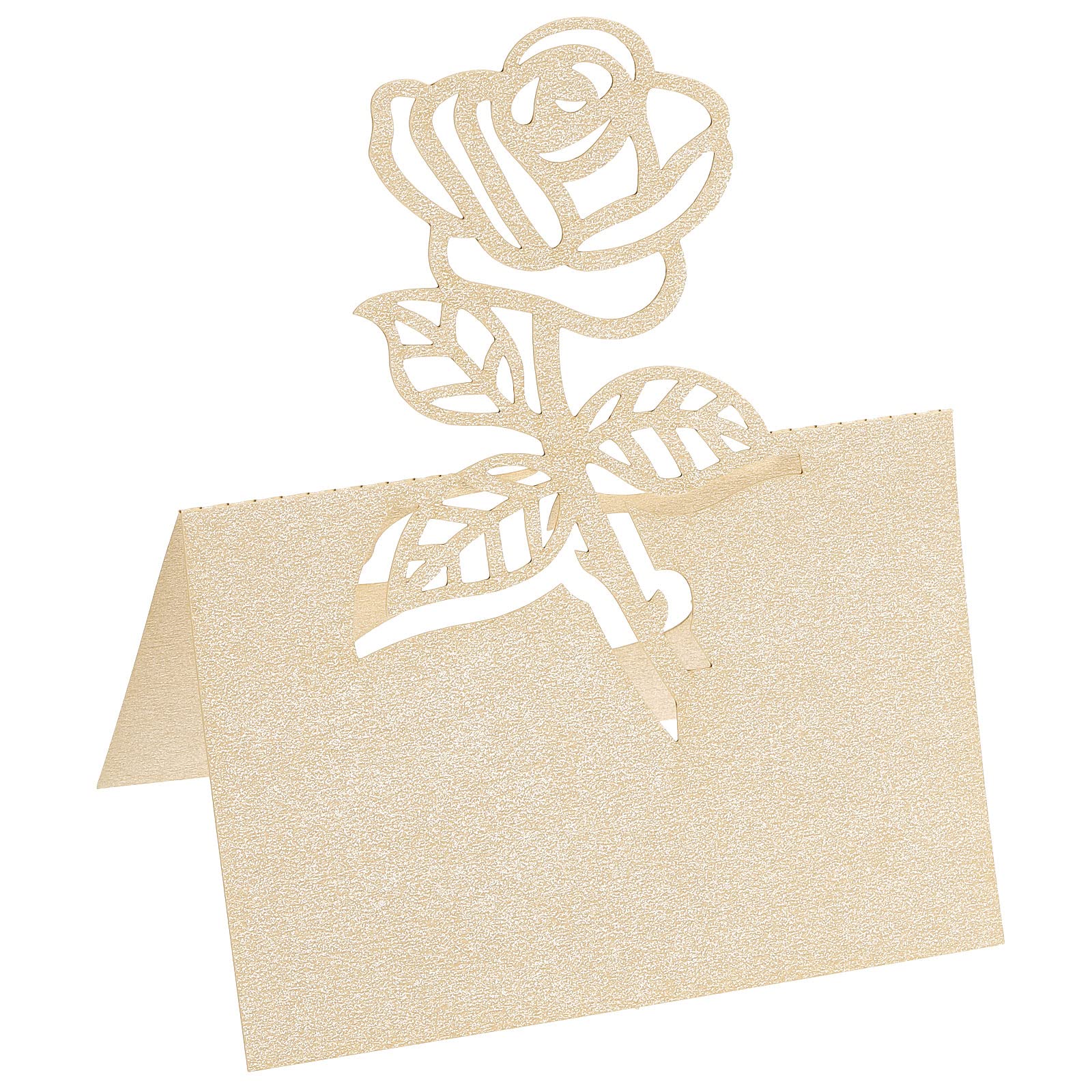 PATIKIL Table Name Place Cards, 50Pcs Favor Decor Rose Cut Design Blank Card for Wedding Party Seating Place Cards, Beige