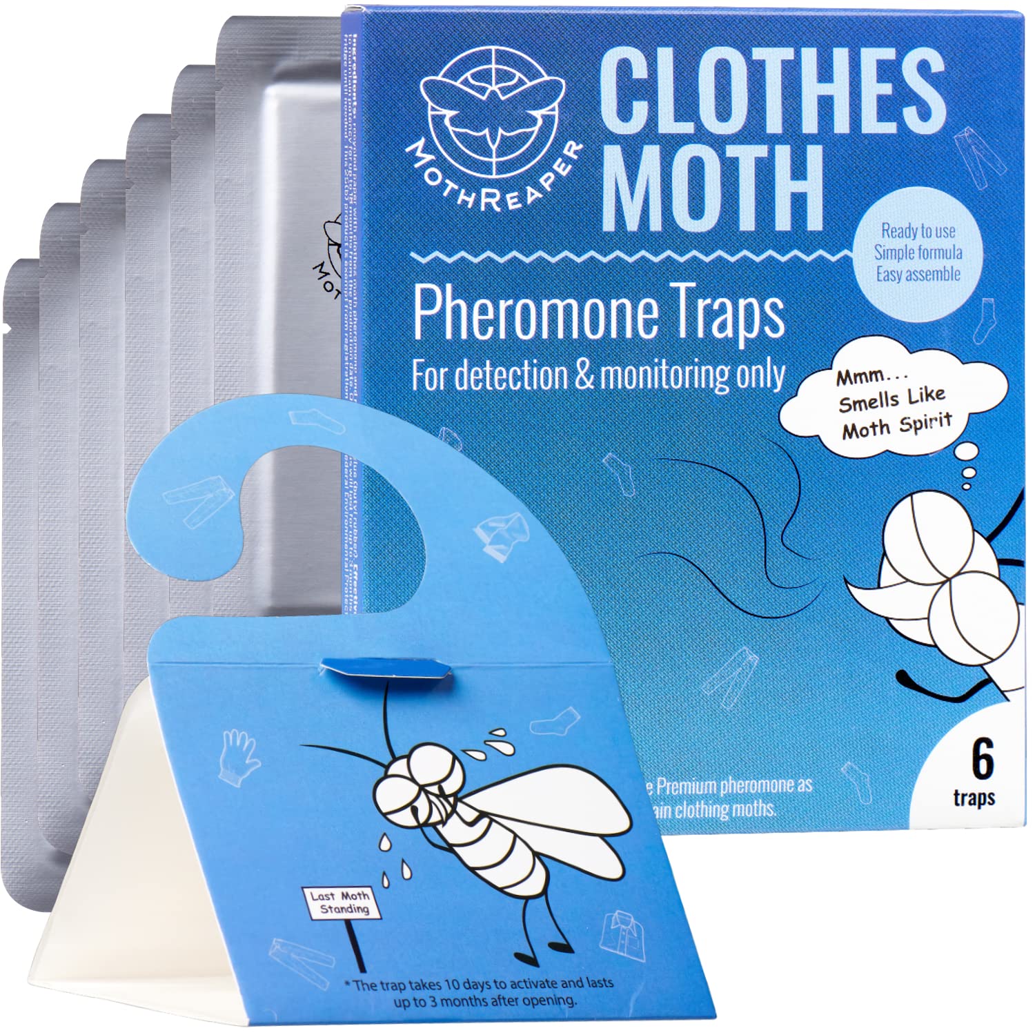 Clothing Moth Traps with Pheromones 6-Pack - Clothes Moth Trap with Lure for Closets & Wardrobes, Carpet and Fabric Moth, Wool Moths Traps Indoor Moth Treatment & Prevention