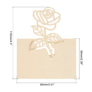 PATIKIL Table Name Place Cards, 50Pcs Favor Decor Rose Cut Design Blank Card for Wedding Party Seating Place Cards, Beige