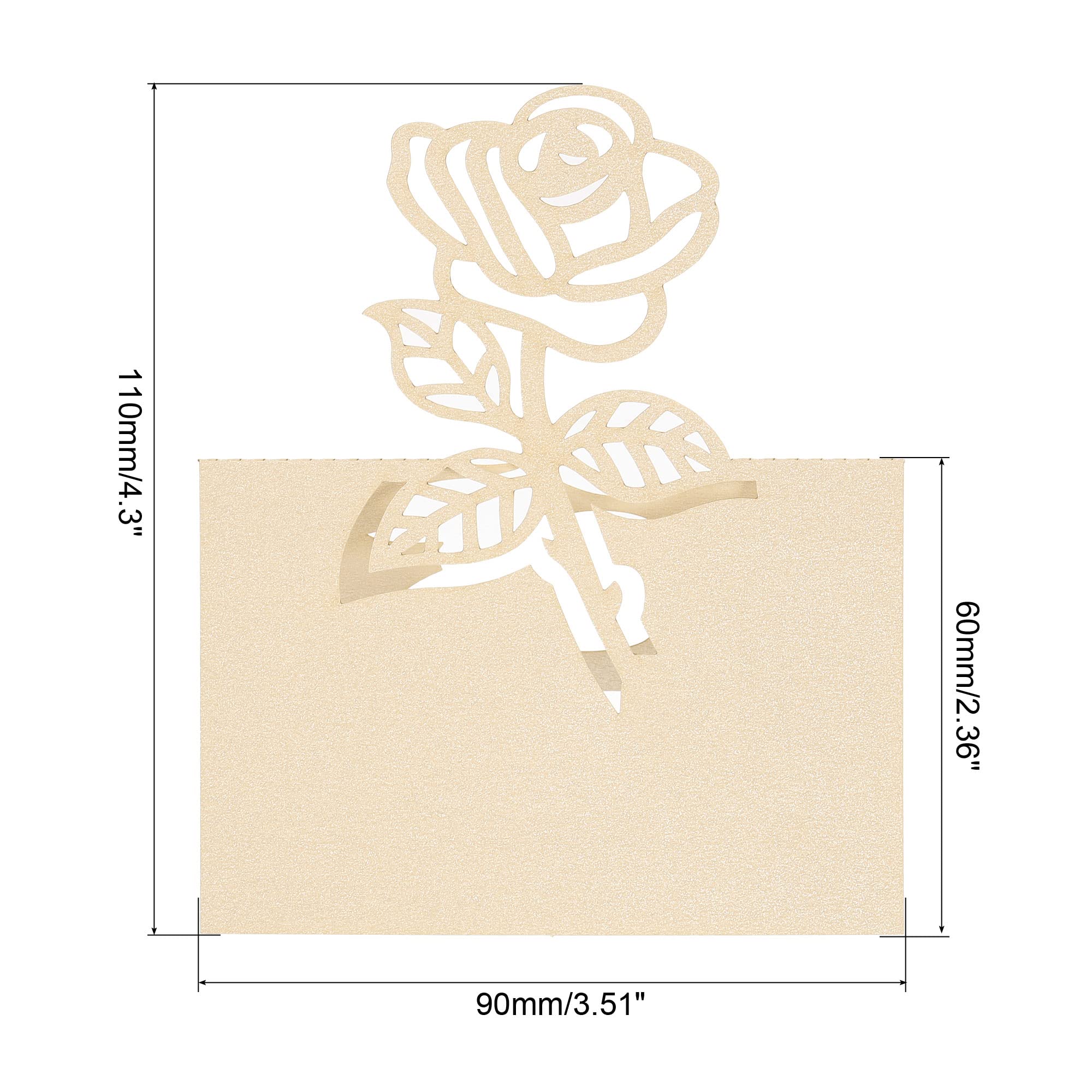 PATIKIL Table Name Place Cards, 50Pcs Favor Decor Rose Cut Design Blank Card for Wedding Party Seating Place Cards, Beige