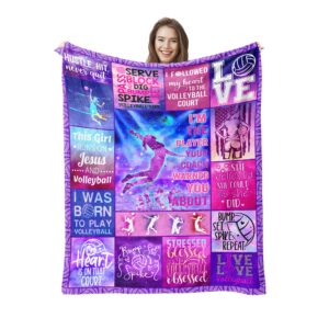 pozevan volleyball gift blanket - volleyball gifts for teen girls - volleyball gifts for team - volleyball coach gift - volleyball gifts for girls - gifts for volleyball lovers - 50" x 60"