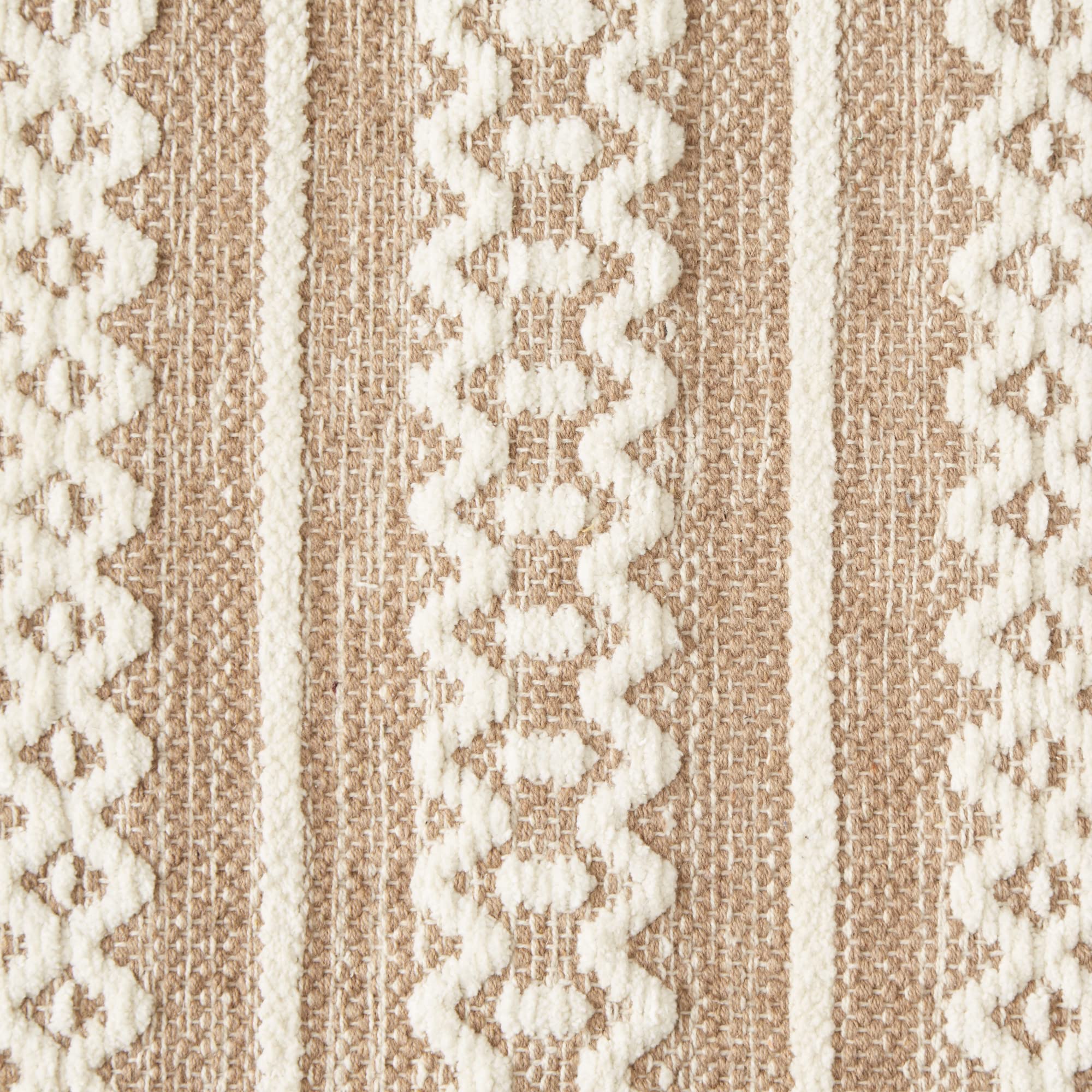 DII Textured Woven Rug Collection Hand-Loomed Shag Printed, 2x3 Ft, Chenille Stripe Stone