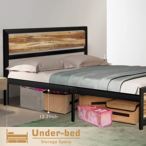 Pliwier Bed Frame with Headboard and Footboard, 13 Heavy Duty Bed Slats, 16 Sturdy Legs Support, No Box Spring Needed, Noise Free, Easy Assembly