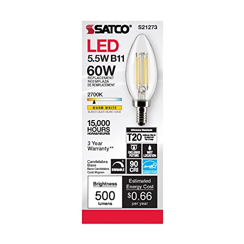 Satco S21273 5.5B11/LED/927/CL/120V/E12-6 Pack