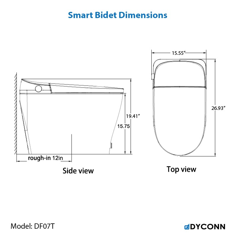 Dyconn Faucet Smart Bidet Toilet W/Auto Sensor Lid Open/Close Foot Kick Auto Flushing 1.06GPF