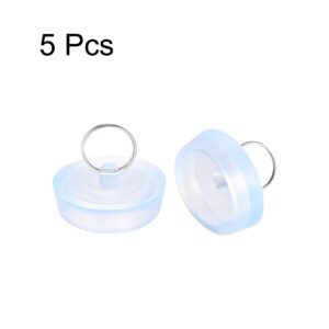 uxcell Rubber Sink Plug, 5pcs Clear Drain Stopper Fit 1-7/8" to 1-15/16" Drain with Hanging Ring for Bathtub Kitchen and Bathroom