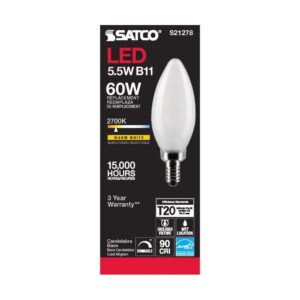 Satco S21278 5.5B11/LED/927/FR/120V/E12-6 Pack