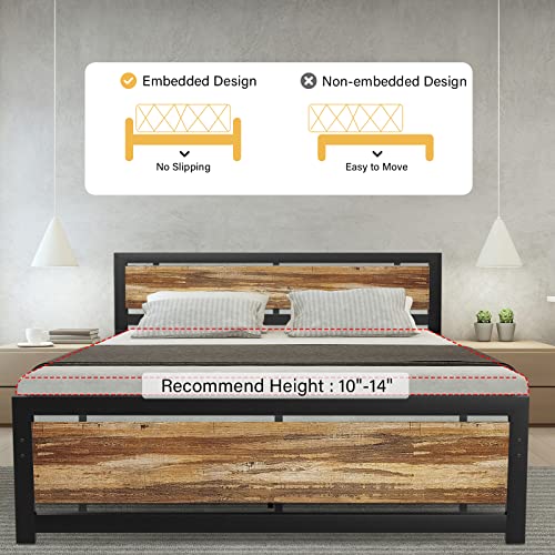 Pliwier Bed Frame with Headboard and Footboard, 13 Heavy Duty Bed Slats, 16 Sturdy Legs Support, No Box Spring Needed, Noise Free, Easy Assembly