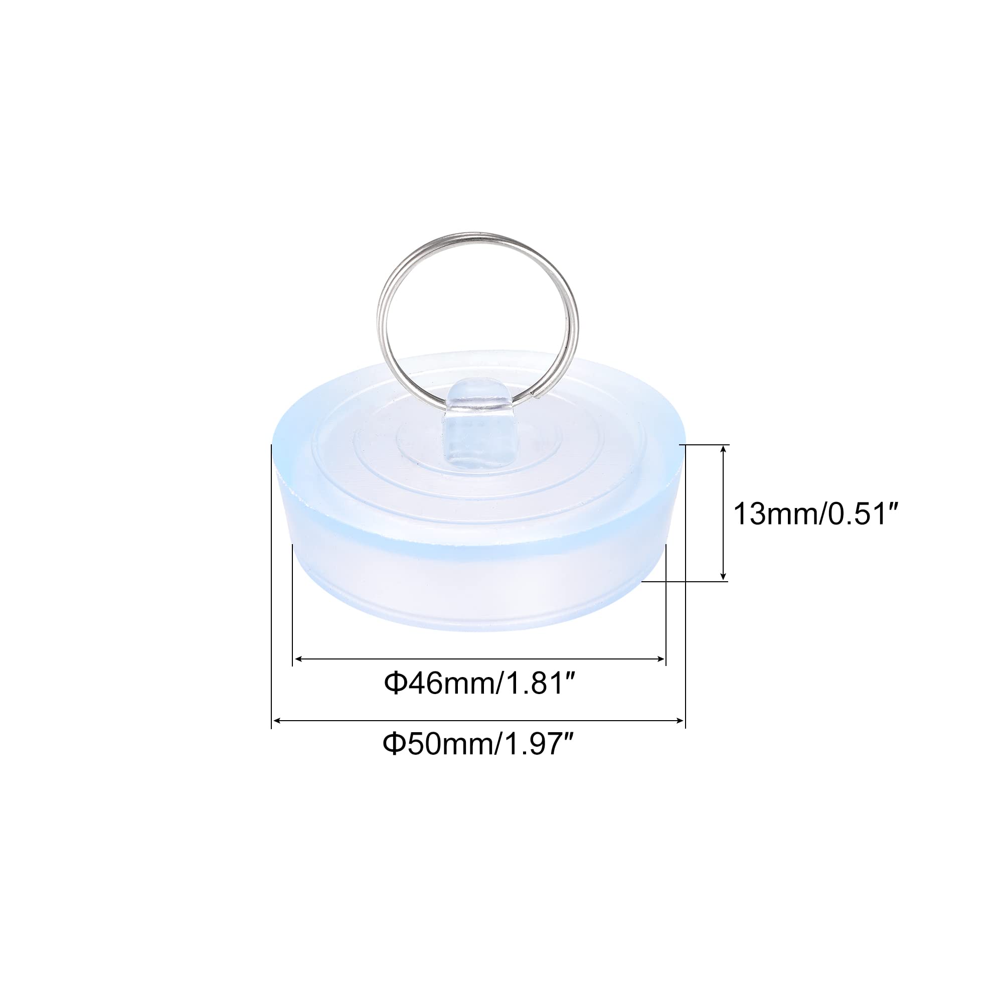 uxcell Rubber Sink Plug, 5pcs Clear Drain Stopper Fit 1-7/8" to 1-15/16" Drain with Hanging Ring for Bathtub Kitchen and Bathroom