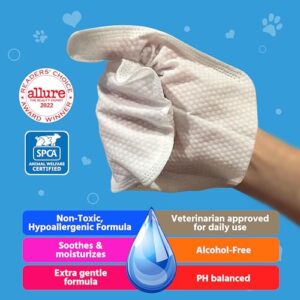 6 Hypoallergenic Pet Grooming Cleaning Wet Wipes Mitt - No Water or Shampoo Needed, Deoderizing, Conditioning, Mouisturing, Fresh, Pet Supplies No Mess Mitts - UNSCENTED