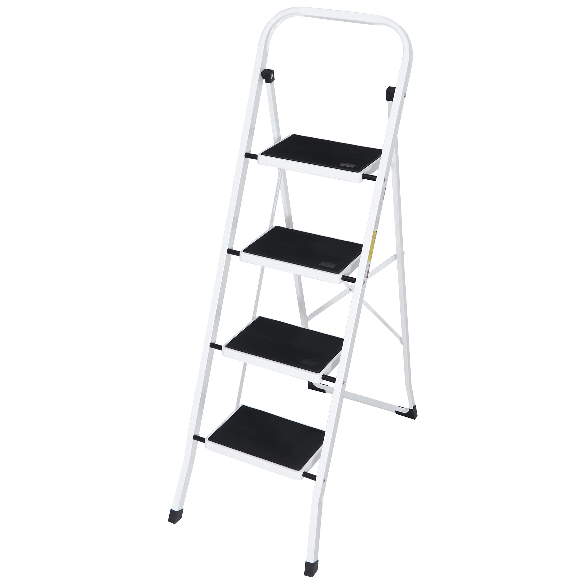 Smartxchoices 4 Step Ladder, Folding Step Stool with Handgrip Wide Anti-Slip Platform, Lightweight Steel Ladder,Portable Steel Step Stool for Kitchen Shop Household Office Business Closet,350 lbs