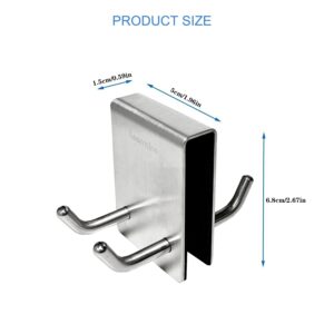 Leermine Shower Door Hooks, Double Side Towel Hooks for Bathroom Frameless Glass Shower Door, Towel Rack Hanger Shower Hooks for Towel, Bath Robe, 2-Pack, Short Hooks