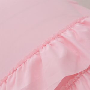 Holawakaka Pink Waterfall Ruffle Comforter Set Twin Size Multi-Layers Ruffled Shabby Chic 3PCS Bedding Set for Girls Women