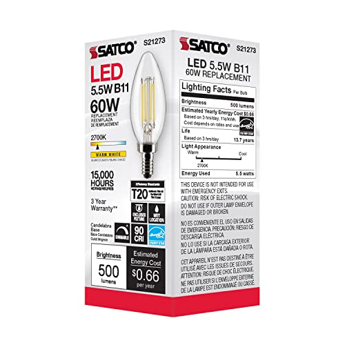 Satco S21273 5.5B11/LED/927/CL/120V/E12-6 Pack