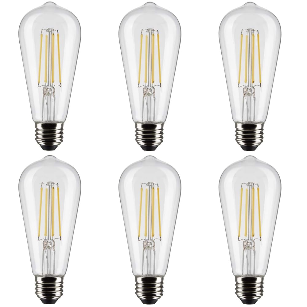 Satco S21364/06 8-Watt LED E26 Light Bulbs, 3000K, 15000 Hour Rating, Dimmable, 6 LED Light Bulbs