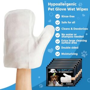 6 Hypoallergenic Pet Grooming Cleaning Wet Wipes Mitt - No Water or Shampoo Needed, Deoderizing, Conditioning, Mouisturing, Fresh, Pet Supplies No Mess Mitts - UNSCENTED