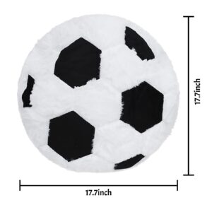 Cozy Plush Soccer Throw Pillow Soft Stuffed Sports Ball Shape Pillow Thick Round Back Cushion Sofa Room Car Decoration, 17.7 Inches