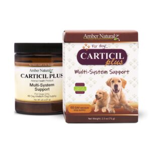 amber naturalz carticil plus herbal supplement for dogs | multi system support is a blend for digestive, respiratory, and cardiovascular health | 60-day medium dog supply | manufactured in the usa