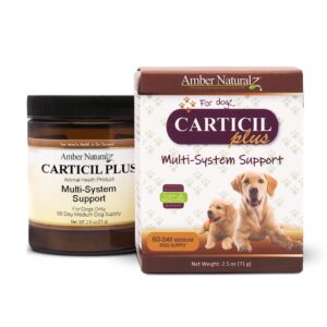 Amber NaturalZ Carticil Plus Herbal Supplement for Dogs | Multi System Support is a Blend for Digestive, Respiratory, and Cardiovascular Health | 60-Day Medium Dog Supply | Manufactured in The USA