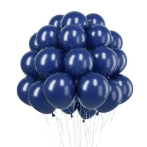 rubfac navy blue balloons latex party balloons, 100pcs 12 inches dark blue balloons for party decoration like birthday party, gender reveal graduation, wedding, baby shower (with blue ribbon)