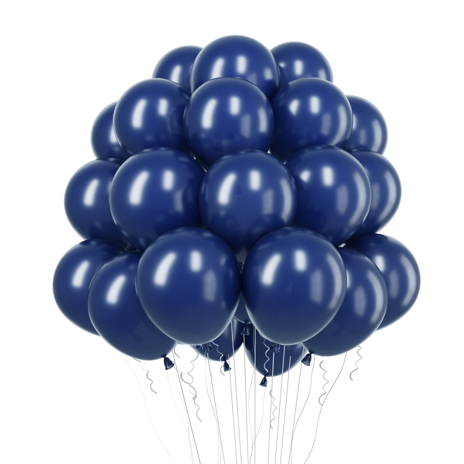 RUBFAC Navy Blue Balloons Latex Party Balloons, 100pcs 12 Inches Dark Blue Balloons for Party Decoration Like Birthday Party, Gender Reveal Graduation, Wedding, Baby Shower (with Blue Ribbon)