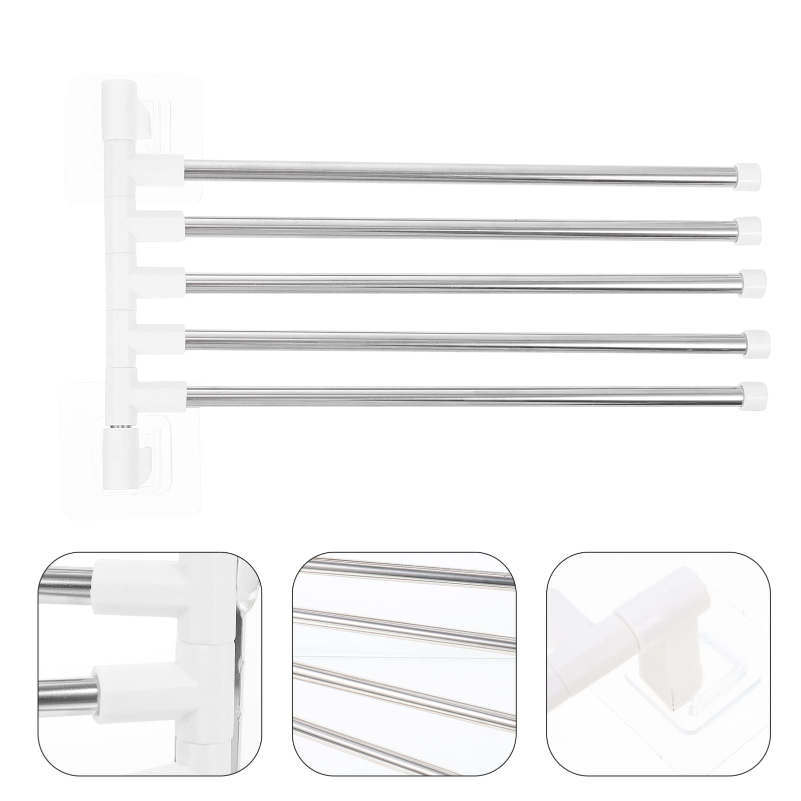 STOBAZA 2 Sets Rotating Towel Hanger Iron Towel Rack Rotatory Towel Rack Bath Towel Holder Multipurpose Towel -mounted Towel Rack Kitchen Towel Hanging Rack Nail- Towel Shelf