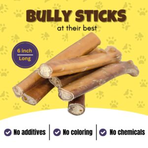 Woofley's 6" Jumbo Thick Buffalo Bully Sticks - (18 Count) - Bully Sticks for Dogs - Long Lasting Bully Stick Dog Chews