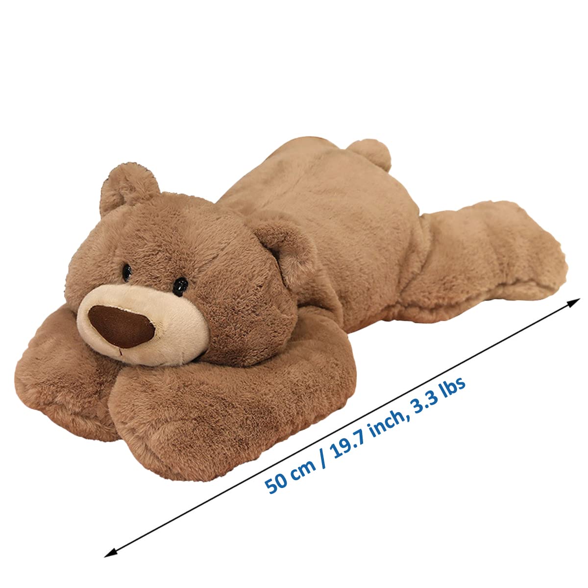 Doireum Weighted Stuffed Animals, 3.3 lbs Weighted Bear Stuffed Animal Toy Brown Bear Plush Throw Pillow Gifts for Boys Girls, 19.6 inch