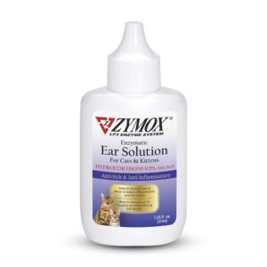 zymox enzymatic ear solution with 0.5% hydrocortisone for cats & kittens, 1.25 oz. – cleans & refreshes ear canal for relief from ear wax, dirt buildup, itchiness, irritation, inflammation & redness