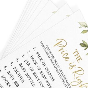 Printed Party Baby Shower Games for Boy or Girl – 4 Games and Activities, Botanical Greenery Theme, 30 Guests