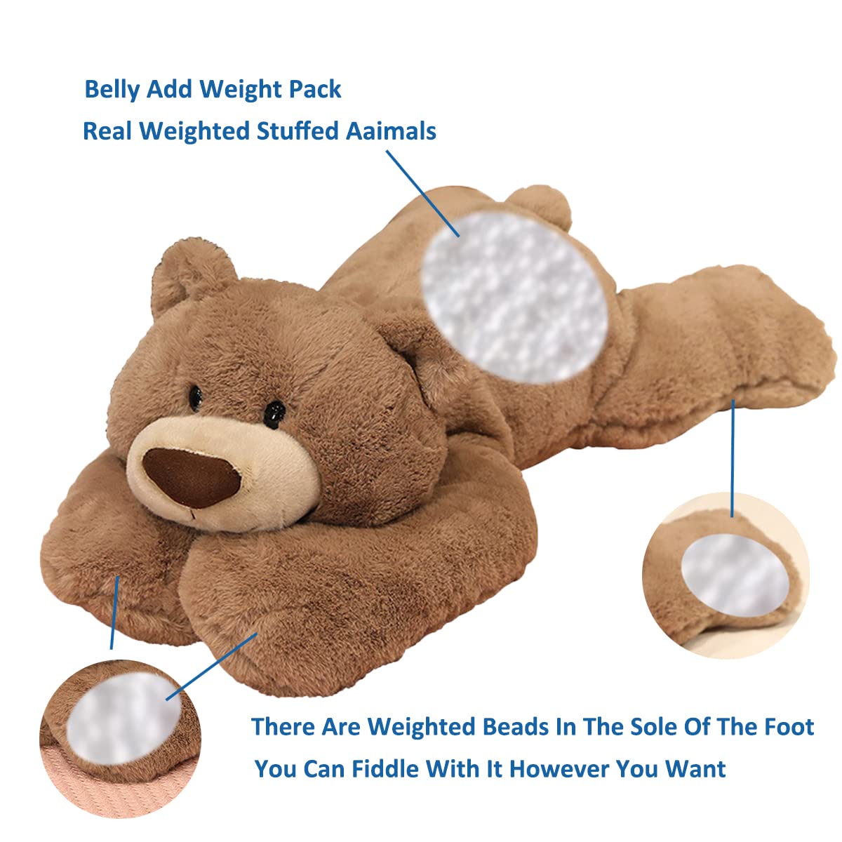 Doireum Weighted Stuffed Animals, 3.3 lbs Weighted Bear Stuffed Animal Toy Brown Bear Plush Throw Pillow Gifts for Boys Girls, 19.6 inch