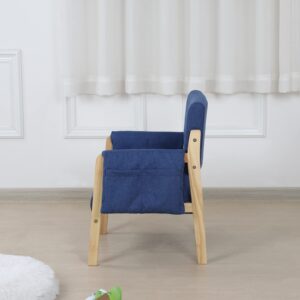 AFBKSS&BB Kids Sofa, Wooden Children Upholstered Chair with Storage Pockets, Kids Armchair with Soft Seat Cushion for Living Room Bedroom