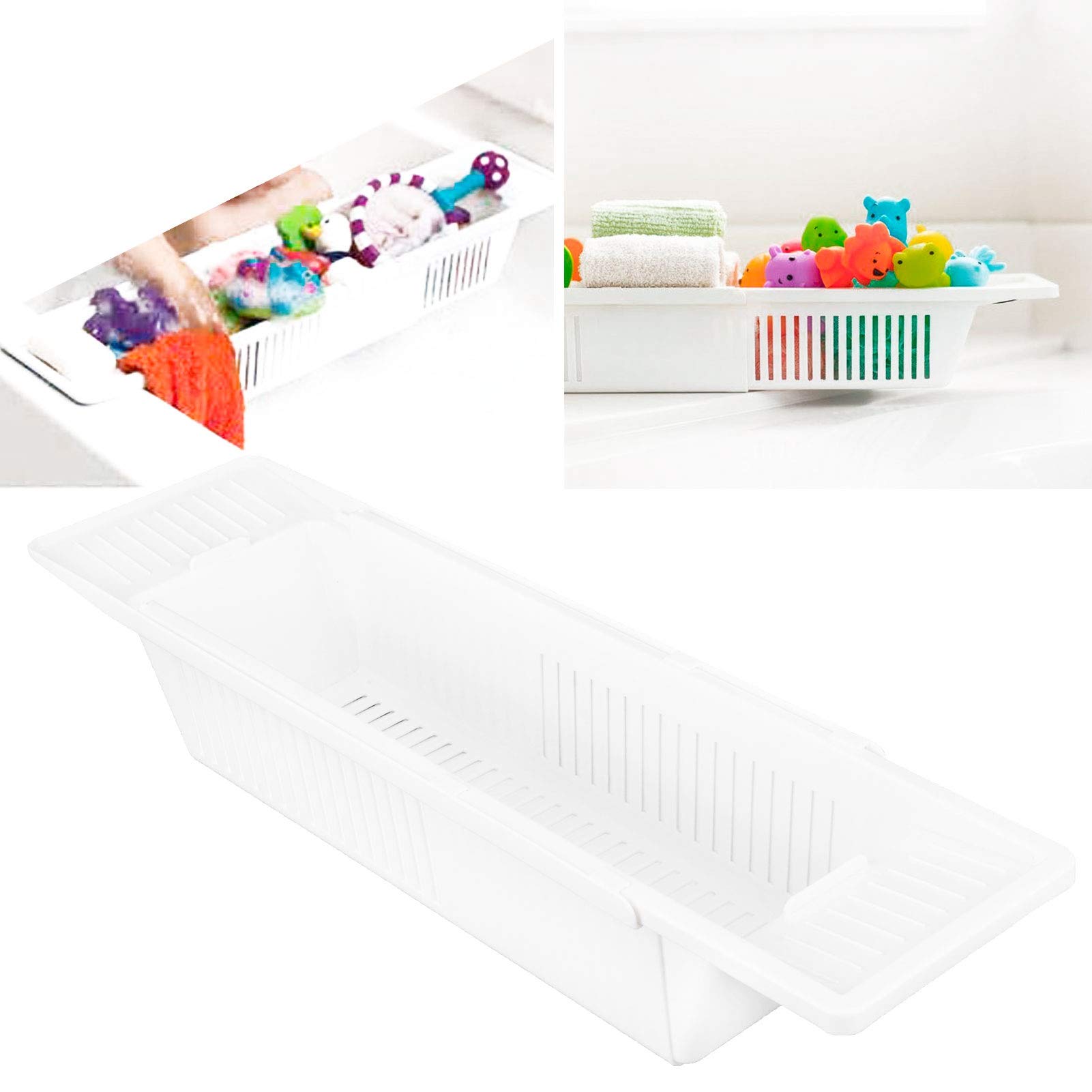 Bathtub Shelf, AntiRust PP Retractable Multifunctional Bathtub Caddy Tray, Adjustable Proof Bathroom for Bathtub Shampoo