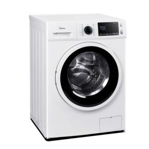 midea mlh25n7bww compact front-load machine, 24" energy & space-saving washer, steam care and cold wash stackable laundry, for family daily use, 2.5 cu.ft, white