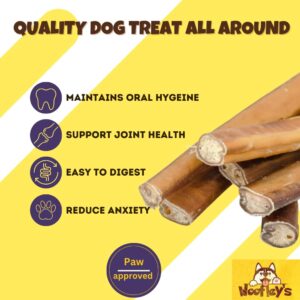 Woofley's 6" Jumbo Thick Buffalo Bully Sticks - (18 Count) - Bully Sticks for Dogs - Long Lasting Bully Stick Dog Chews