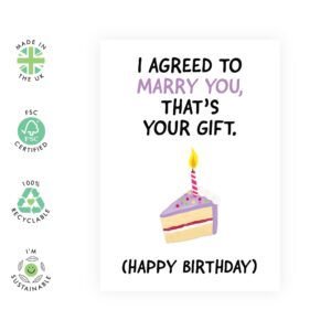 CENTRAL 23 Funny Wife Birthday Card - 'I Agreed To Marry You' - Hilarious Husband Birthday Card - Fiance Birthday Card For Her Him Men Women - Comes With Fun Stickers